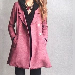 CAbi Pink Tweed Pea Coat size 6